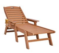 VEVOR Bain de Soleil Chaise Longue Jardin Dossier Réglable Charge 181 kg Marron