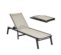 VEVOR Bain de Soleil, Capacité de Charge 181,44 kg, Chaise Longue Jardin Pliable Inclinable en Aluminium Robuste, avec 5 Positions Réglables, pour Extérieur, Piscine, Plage, Terrasse, Patio, Pelouse
