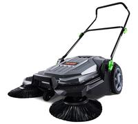 VEVOR Balai à main pour sol, largeur de balayage de 25,6 pouces, balai manuel pour sol non électrique, récipient de déchets de 5 gallons, poignée pliable réglable en angle et en hauteur pour allée
