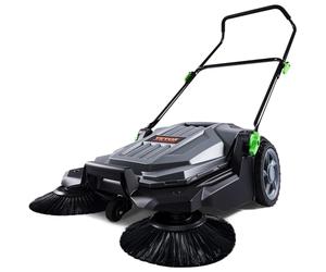 VEVOR Balai à main pour sol, largeur de balayage de 25,6 pouces, balai manuel pour sol non électrique, récipient de déchets de 5 gallons, poignée pliable réglable en angle et en hauteur pour allée