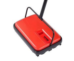 VEVOR Balai Mécanique Largeur de Balayage 170 mm, Balayeuse Manuelle pour Planchers et Tapis avec Bac à Poussière 300 mL Facile à Vider, Nettoyeur de Sols sans Électricité pour Bureau Maison, Rouge
