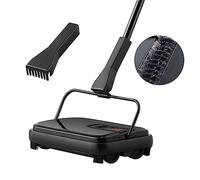 VEVOR Balai Mécanique Trajectoire de Balayage 200 mm Balayeuse Manuelle pour Planchers et Tapis avec Brosses Rotatives Facile à Vide Silencieux Nettoyeur de Sols Durs et Stratifiés sans Électricité