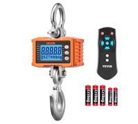 VEVOR Balance à Grue Numérique 2000 kg Balance Suspendue Industrielle Précision 500 g Peson Électronique pour Entrepôts Exploitations Agricoles, Écran LCD, 3 Unités, Boîtier Alu Moulé, Télécommande