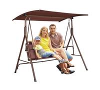 VEVOR Balancelle de patio 3 personnes balançoire avec auvent réglable marron