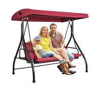 VEVOR Balancelle de terrasse 3 Places, balançoire Convertible avec auvent réglable Porche extérieur, Coussin épais Amovible, Cadre Acier allié, pour Balcon, Jardin, Bord de Piscine, Couleur Bordeaux