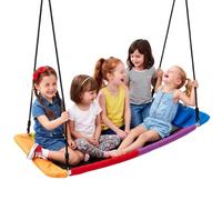 VEVOR Balançoire à Plateforme 149cm Charge 317 kg Rectangulaire Multicolore, Siège en Tissu Oxford 900D Intérieur et Extérieur pour Enfants et Adultes, avec 2 Sangles de Suspension, Cordes Réglables