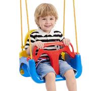 VEVOR Balançoire Bébé 3-en-1, Charge 136 kg, Siège de Balançoire Rouge Jaune Bleu, avec Cordes Réglables et Mousquetons, Siège Évolutif pour Tout-petits, Enfant et Adolescent, Intérieur et Extérieur