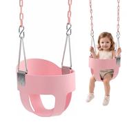 VEVOR Balançoire Bébé Rose, Charge 136 kg, Siège Balançoire Baquet à Dossier Haut pour Tout-petits, Chaînes Revêtues et Mousquetons en Acier Robuste, pour Enfants dès 3 Ans, Intérieur et Extérieur