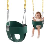 VEVOR Balançoire Bébé Vert, Charge 136 kg, Siège Balançoire Baquet à Dossier Haut pour Tout-petits, Chaînes Revêtues et Mousquetons en Acier Robuste, pour Enfants dès 3 Ans, Intérieur et Extérieur