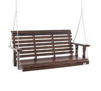VEVOR Balançoire de porche en bois 1,2 m, banc de terrasse pour cour et jardin, forte capacité de charge améliorée 400 kg, banc de balançoire avec chaîne de suspension pour extérieur, marron carbonisé