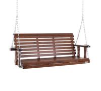 VEVOR Balançoire de porche en bois 1,7 m, banc de terrasse pour cour et jardin, forte capacité de charge améliorée 400 kg, banc de balançoire robuste avec chaîne de suspension pour extérieur, marron