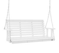 VEVOR Balançoire de porche en bois, 1370x710x600 mm, banc de terrasse pour cour et jardin, forte capacité de charge 400 kg, banc de balançoire robuste avec chaînes de suspension pour extérieur, blanc