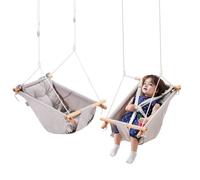 VEVOR Balançoire Hamac en Toile 3 Modes, Chaise Hamac pour Bébé avec Capacité de Charge 68 kg, Siège de Balançoire avec Harnais à 5 Points, Sangles d'Arbre et Coussin Intégré, Intérieur et Extérieur