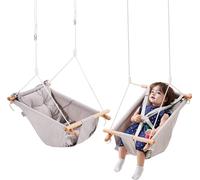VEVOR Balançoire hamac en toile, balançoire bébé avec 3 modes pour l'intérieur et l'extérieur, avec harnais 5 points et sangles d'arbre, capacité de charge 68 kg, coussin intégré, siège de balançoire