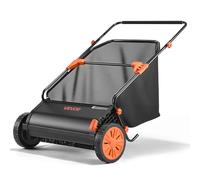 VEVOR Balayeuse à Gazon Manuelle 66 cm, Ramasseur de Feuilles et d'herbe avec Sac Collecteur de 198 L pour Jardin et Pelouse, Hauteur des Brosses Réglable, Brosses Rotatives, Roues en Caoutchouc