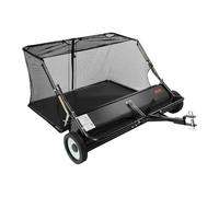 VEVOR Balayeuse à Gazon Tractée, 122 cm, Balai Ramasseur Herbes et Feuilles, Grande Capacité 566 L, avec Corde de Déversement, Hauteur Réglable, pour Balayer Débris Secs Mauvaises Herbes de Jardin