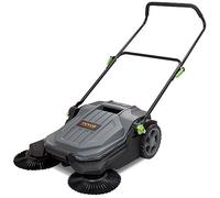 VEVOR Balayeuse de Sol à Poussée, Balayeuse Mécanique Largeur de Balayage 65 cm, Balai Manuelle Non Électrique, Conteneur à Déchets 18,9 L, Poignée Pliante Réglable en Angle et Hauteur pour Allée Cour