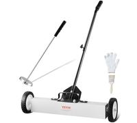 VEVOR Balayeuse Magnétique 60 cm avec Roues, Capacité 22,6 kg, Balai Magnétique à Manche Télescopique, avec Outil de Ramassage à Aimant Poignée Réglable, Collecteur Clous Vis, pour Atelier Garage