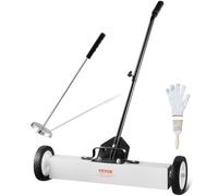VEVOR Balayeuse Magnétique 60 cm avec Roues, Capacité 22,6 kg, Balai Magnétique à Manche Télescopique, avec Outil de Ramassage à Aimant Poignée Réglable, Collecteur Clous Vis, pour Atelier Garage