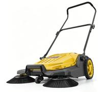 VEVOR Balayeuse Manuelle à Pousser Balayeuse Mécanique Balayage 650mm Jaune, avec Bac à Déchets de 18,9 L, Poignée Pliable Réglable, pour Jardins, Allées, Terrasses et Garages, Non Électrique