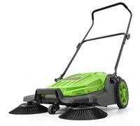 VEVOR Balayeuse Manuelle à Pousser Balayeuse Mécanique Balayage 650mm Vert, avec Bac à Déchets de 18,9 L, Poignée Pliable Réglable, pour Jardins, Allées, Terrasses et Garages, Non Électrique