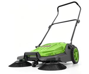 VEVOR Balayeuse Manuelle à Pousser Balayeuse Mécanique Balayage 650mm Vert, avec Bac à Déchets de 18,9 L, Poignée Pliable Réglable, pour Jardins, Allées, Terrasses et Garages, Non Électrique