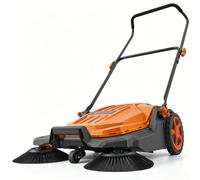 VEVOR Balayeuse Manuelle à Pousser Balayeuse Mécanique Balayage 65cm Orange, avec Bac à Déchets de 18,9 L, Poignée Pliable Réglable, pour Jardins, Allées, Terrasses et Garages, Non Électrique