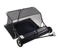 VEVOR Balayeuse Tractée 132 cm Balayeuse à Gazon Tractée pour Balayer Débris Secs Mauvaises Herbes de Jardin, Grande Capacité 566 L, Hauteur Réglable, avec Bac à Herbes et Feuilles, Corde de Vidage