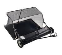 VEVOR Balayeuse Tractée 132 cm Balayeuse à Gazon Tractée pour Balayer Débris Secs Mauvaises Herbes de Jardin, Grande Capacité 566 L, Hauteur Réglable, avec Bac à Herbes et Feuilles, Corde de Vidage