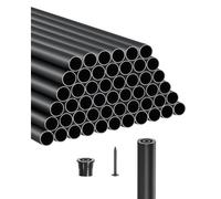 VEVOR Balustres d'Escalier, Lot de 51, Barreaux de Sécurité Garde-corps Aluminium 19x660 mm, Tige Ronde Creuse Métal, Embouts de Rail et Vis, Barres Rampe pour Escaliers, Porche, Patio, Clôture, Noir