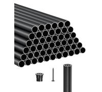 VEVOR Balustres d'Escalier, Lot de 51, Barreaux de Sécurité Garde-corps Aluminium 19x914 mm, Tige Ronde Creuse Métal, Embouts de Rail et Vis, Barres Rampe pour Escaliers, Porche, Patio, Clôture, Noir