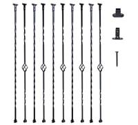 VEVOR Balustres en métal pour escalier 1122 mm barres rampe décoratives en acier galvanisé, lot de 10 barreaux de sécurité panier simple torsade avec chaussures, vis pour rampe d'escalier colimaçon