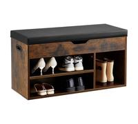 VEVOR Banc à Chaussures d'entrée, 805x305x445 mm, Banc de Rangement, Charge 136 kg, Rangement à Chaussures avec Plateau relevable, Coussin et 3 armoires pour Couloir, Salon, Chambre, Marron et Noir