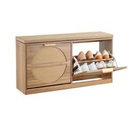 VEVOR Banc à chaussures d'entrée 98x24x51,5 cm, banc rangement avec tiroirs rabattables, rangement pour chaussures 199,6 kg avec coussin, 4 compartiments, portes en rotin, pour couloir, salon, chambre