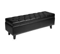 VEVOR Banc Coffre Capitonné 130,5 cm, Bout de Lit en Cuir PU avec Rangement et Pieds en Bois, Banquette Moderne, Repose-Pieds pour Chambre à Coucher, Entrée, Salon, Salle à Manger, Couloir, Noir