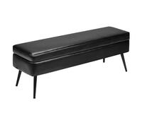 VEVOR Banc Coffre en Cuir PU de 120 cm, Bout de Lit avec Rangement et Pieds en Métal, Banquette Moderne, Meuble Repose-Pieds pour Chambre à Coucher, Entrée, Salon, Salle à Manger, Couloir, Noir