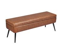 VEVOR Banc Coffre Bout de Lit en Cuir PU 120 cm avec Rangement et Pieds Marron
