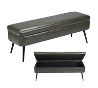 VEVOR Banc Coffre en Cuir PU de 120 cm, Bout de Lit avec Rangement et Pieds en Métal, Banquette Moderne, Meuble Repose-Pieds pour Chambre à Coucher, Entrée, Salon, Salle à Manger, Couloir, Vert