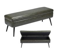VEVOR Banc Coffre en Cuir PU de 120 cm, Bout de Lit avec Rangement et Pieds en Métal, Banquette Moderne, Meuble Repose-pieds pour Chambre à Coucher, Entrée, Salon, Salle à Manger, Couloir, Vert