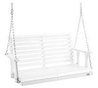 VEVOR Banc de balançoire porche bois suspendu jardin patio cour blanc 1240 mm Blanc