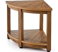 VEVOR Banc de Douche d'Angle, 47,7 cm de Hauteur, 45 cm de Rayon, Tabouret de Douche Polystyrène Imitation Bois, Charge 159 kg avec Étagère de Rangement, Résistant à l'Eau, pour Salle de Bain