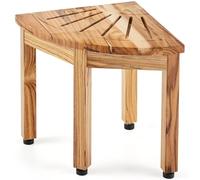 VEVOR Banc de Douche d'angle en Teck, 12,4" de Hauteur et 11,5" de Rayon, 100% Bois de Teck, Plage de Douche d'angle, 300 LBS avec étagère de Rangement, Tabouret de Douche pour Douche intérieure et e