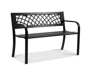 VEVOR Banc de Jardin 116,3 cm, Banquette d'Extérieur en Métal, avec Capacité de Charge 218 kg, avec Dossier et Accoudoirs, Assemblage Facile, Mobilier pour Patio Terrasse, Parc, cour, Porche d'Entrée