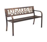 VEVOR Banc de jardin, 127 cm, banquette extérieur en acier carbone avec dossier en PVC à motif floral et accoudoirs à bords arrondis, banc résistant aux intempéries pour terrasse, parc, bronze antique