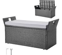 VEVOR Banc de jardin avec espace de rangement 180 kg, banc en rotin PE, coffre de siège avec coussin & poignée latérale, banc de rangement, siège &Reproduction de véranda pour terrasse, jardin & balco