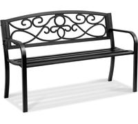 VEVOR Banc de jardin Banc de terrasse en métal, 127 cm Banc de parc Banc de repos 250 kg de charge, 3 personnes Banc de jardin et de parc avec dossier & accoudoirs, banc vintage pour jardin, parc, cou