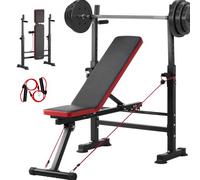 VEVOR Banc de Musculation Multifonctionnel 6-en-1, Banc d’Entraînement Complet du Corps Réglable et Pliable, Banc Abdominal Capacité de Charge 272,2 kg, pour Redressement Assis Haltères à Domicile Gym