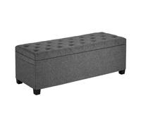 VEVOR Banc de rangement en lin, coffre de rangement rembourré avec poches latérales, banquette rabattable avec cadre en métal, pouf de bout de lit, pour salon, chambre à coucher, entrée, bureau, gris