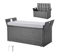 VEVOR Banc Rangement Extérieur Coffre Jardin Rotin PE Siège avec Coussin 151 L