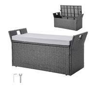 VEVOR Banc Rangement Extérieur Coffre Jardin Rotin PE Siège avec Coussin 151 L